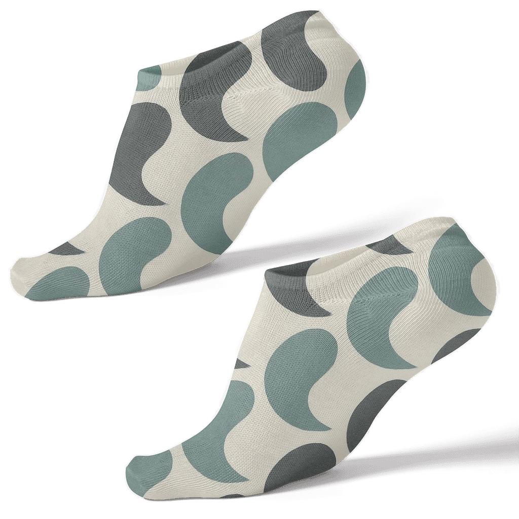 Ivory Teardrop Yin Yang Lattice comfortable cotton ankle socks