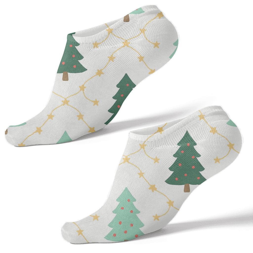 Star Garland With Christmas Tree Icons soft everyday ankle socks