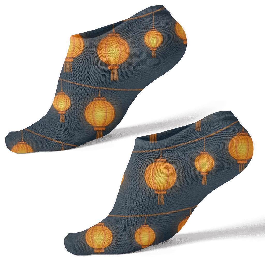 Lantern Garland Over Midnight Courtyard premium sports ankle socks