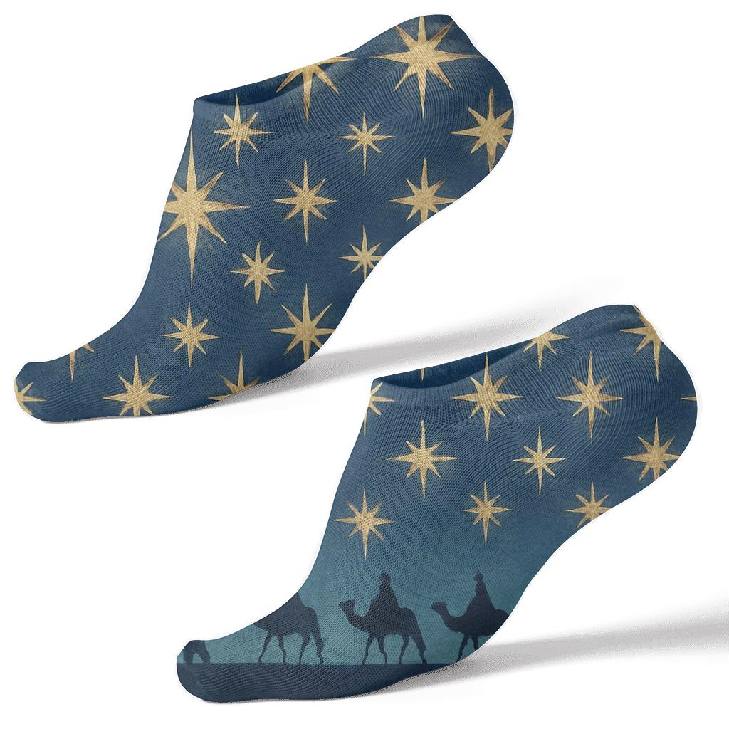 Star Of Bethlehem Mosaic Nightscape Border designer print ankle socks