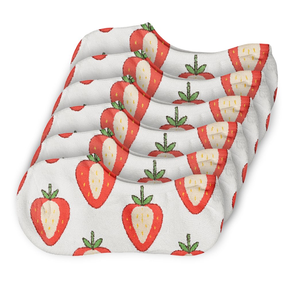 Strawberry Halves Minimalist Tile Field breathable no-show socks
