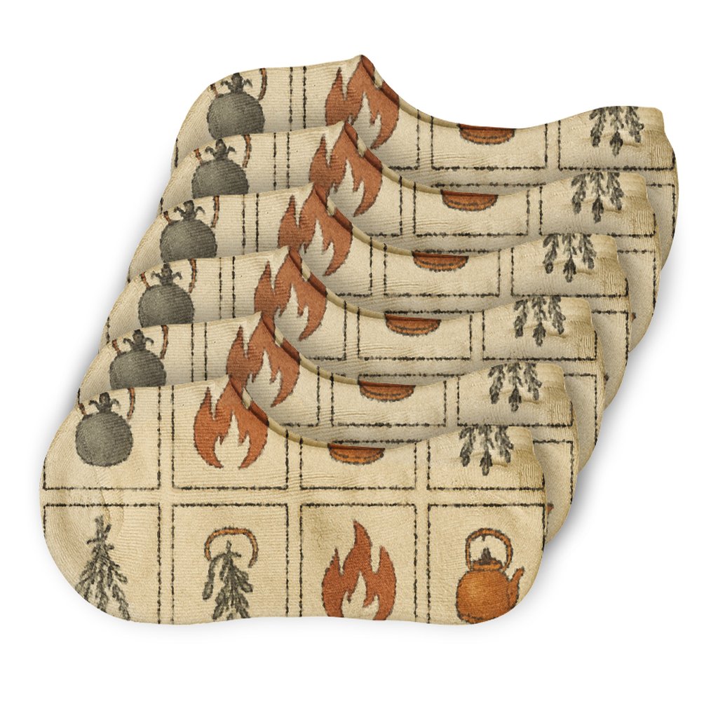 Ember Tile Lattice With Heart Mantel Herb Motifs comfortable low-cut socks