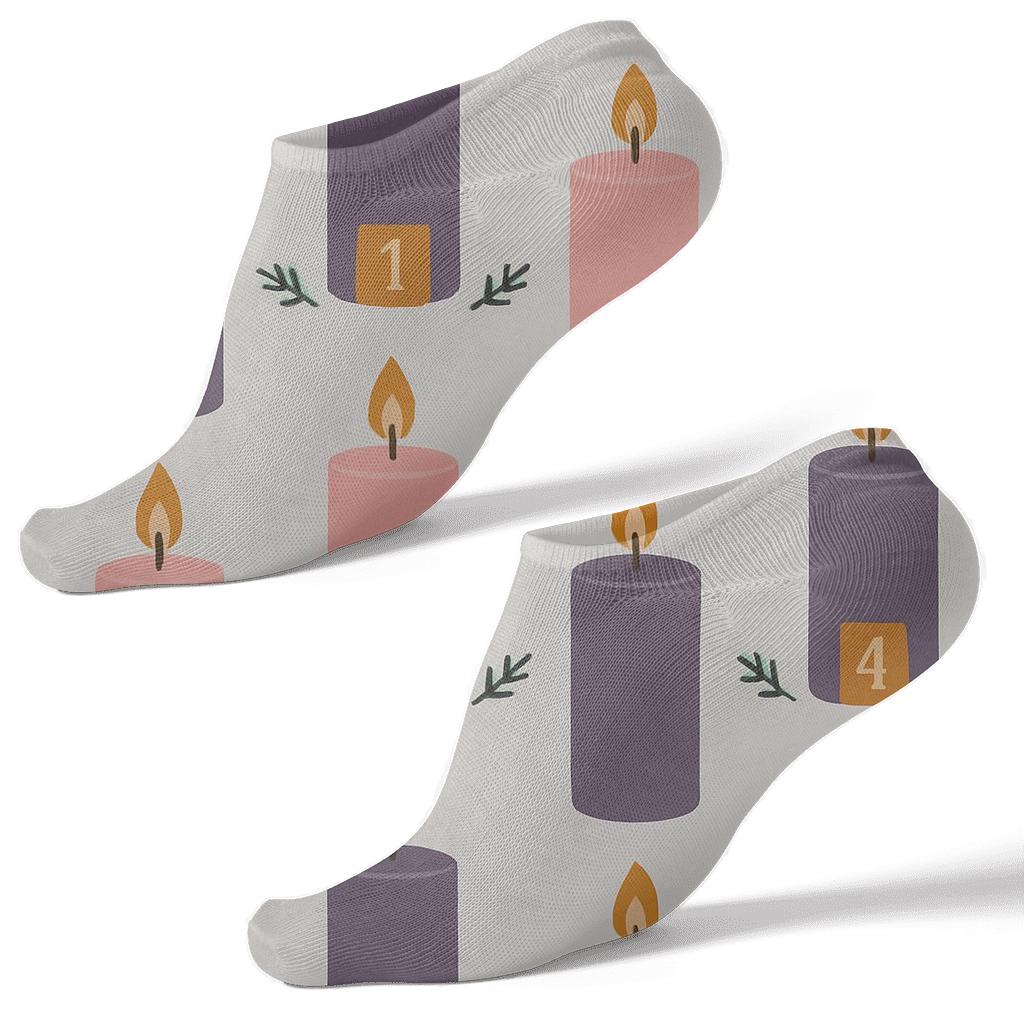 Numbered Pillars Row Pattern Advent Candles Edition comfortable cotton ankle socks
