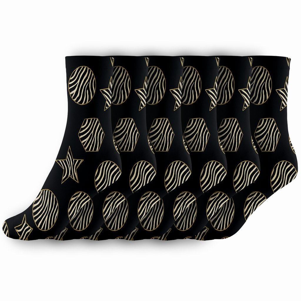 Golden Accent Zebra Stripe Constellations personalized crew socks