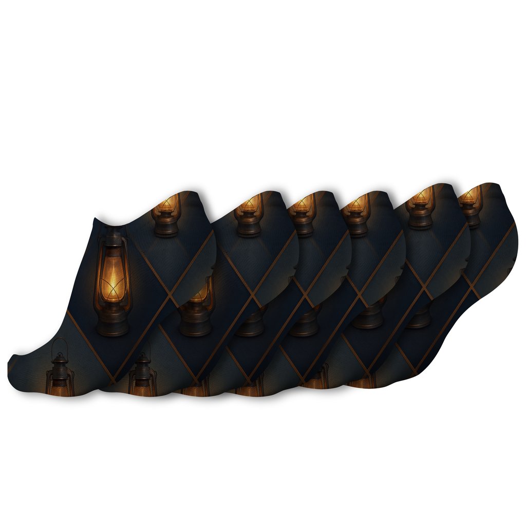 Glow-Framed Lantern Tiling trendy patterned ankle socks