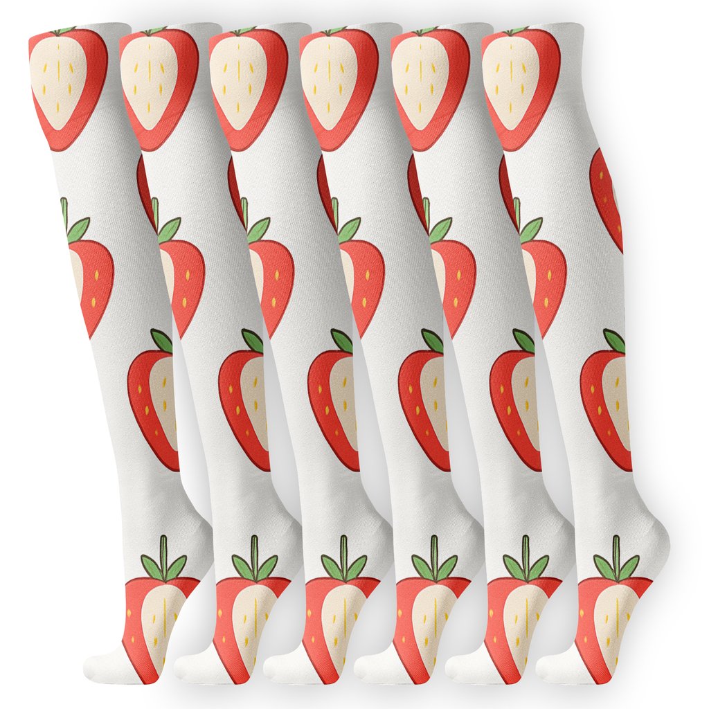 Strawberry Halves Minimalist Tile Field soft everyday knee-high socks