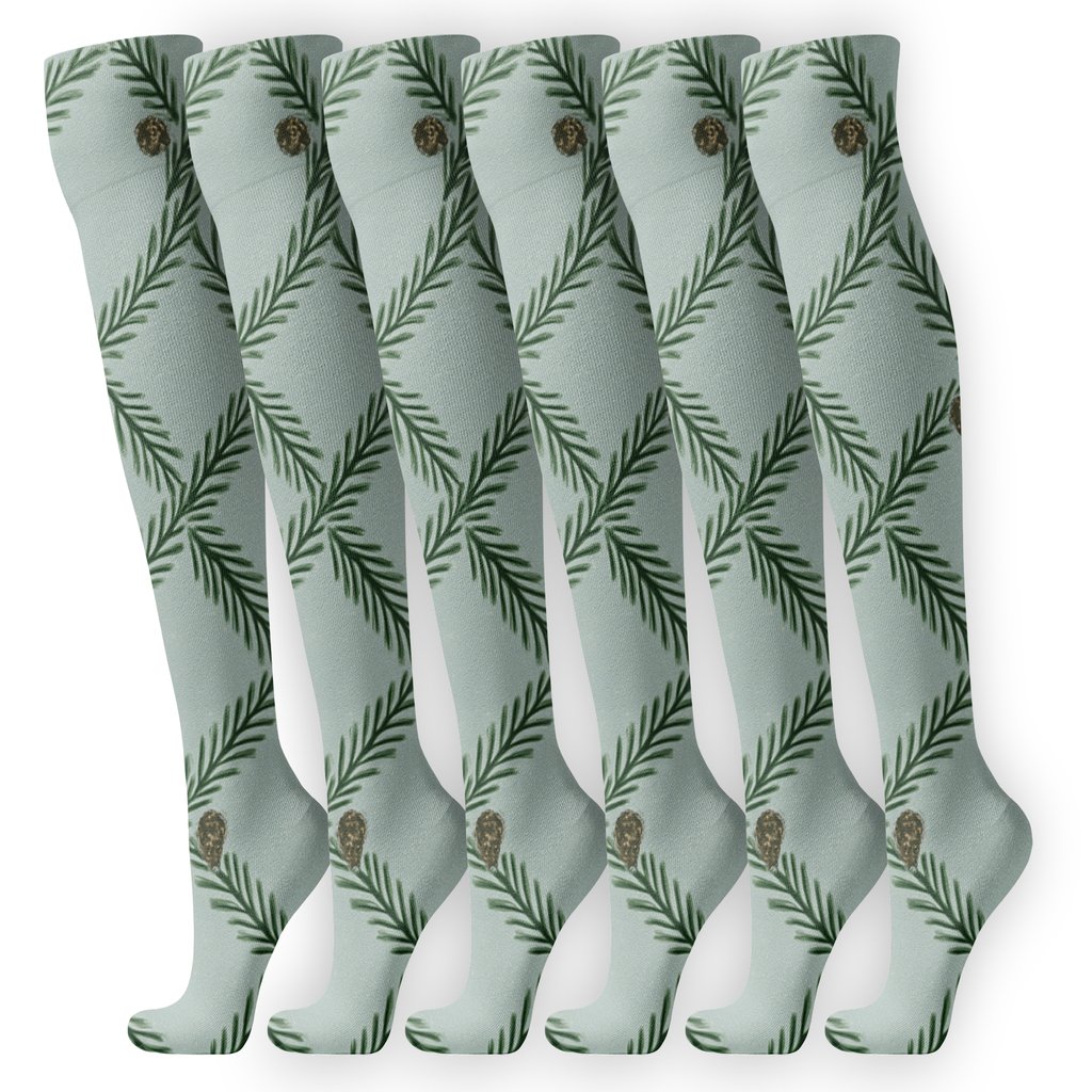 Evergreen Branches Nordic Garland Lattice custom knee-high socks