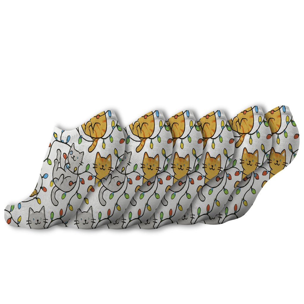 Holiday Lights Tangled Cat Repeat soft everyday ankle socks