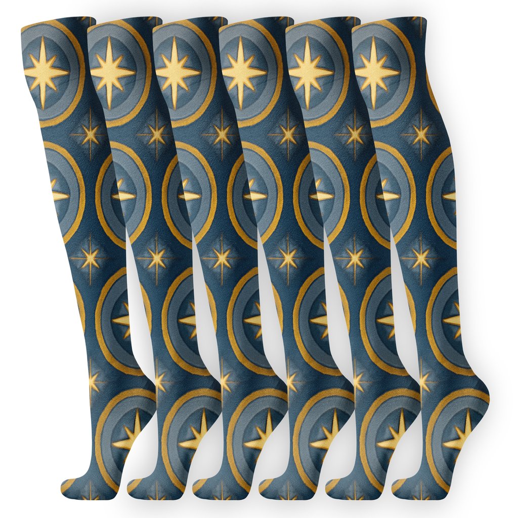 Concentric Halo Rosette Star Of Bethlehem Edition designer print knee-high socks