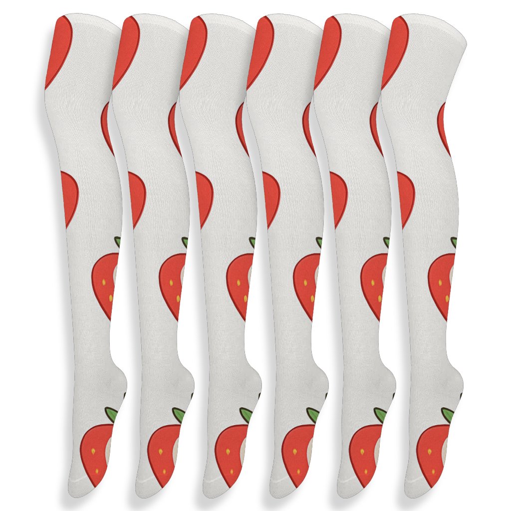 Strawberry Halves Minimalist Tile Field comfortable cotton over-the-knee socks