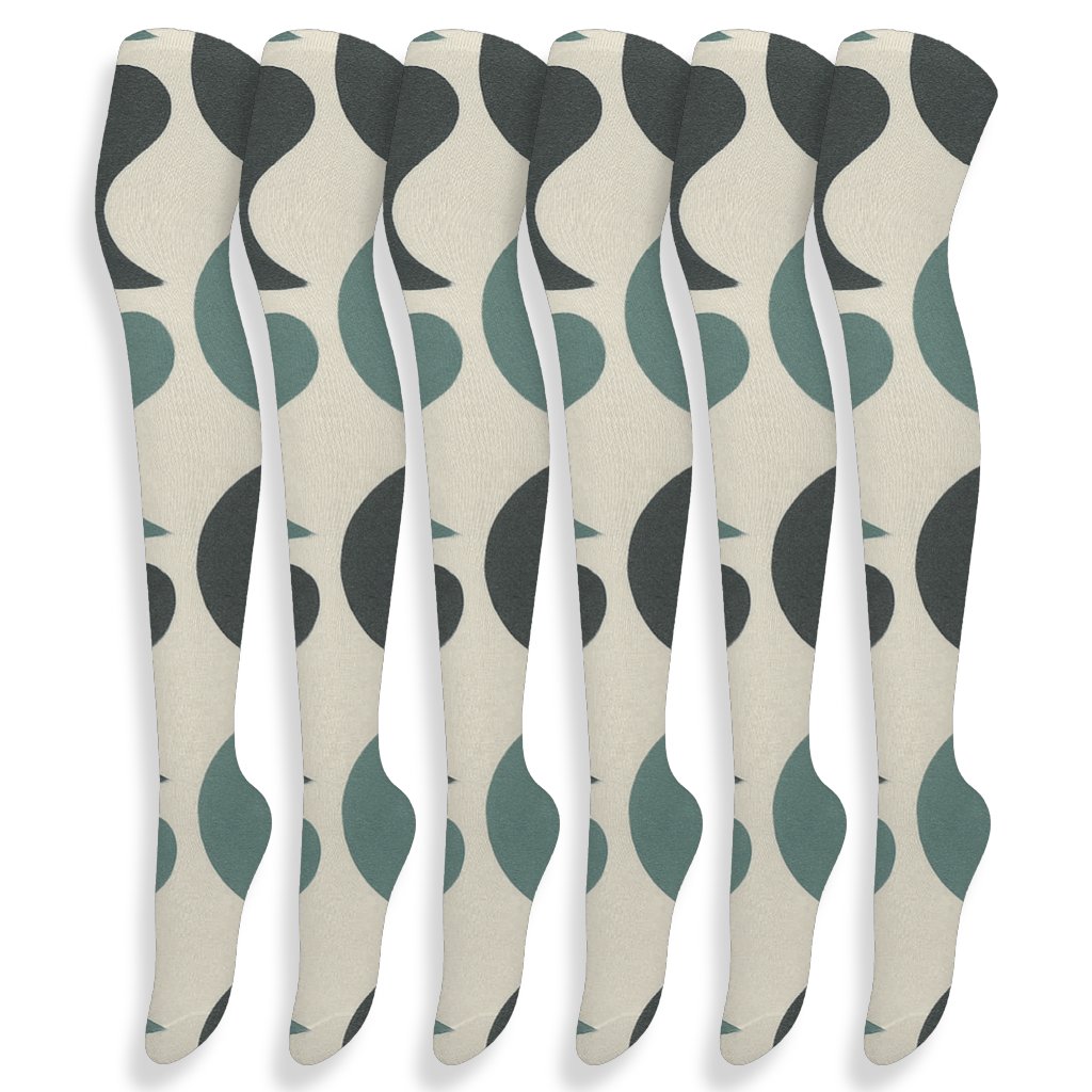 Ivory Teardrop Yin Yang Lattice comfortable cotton over-the-knee socks