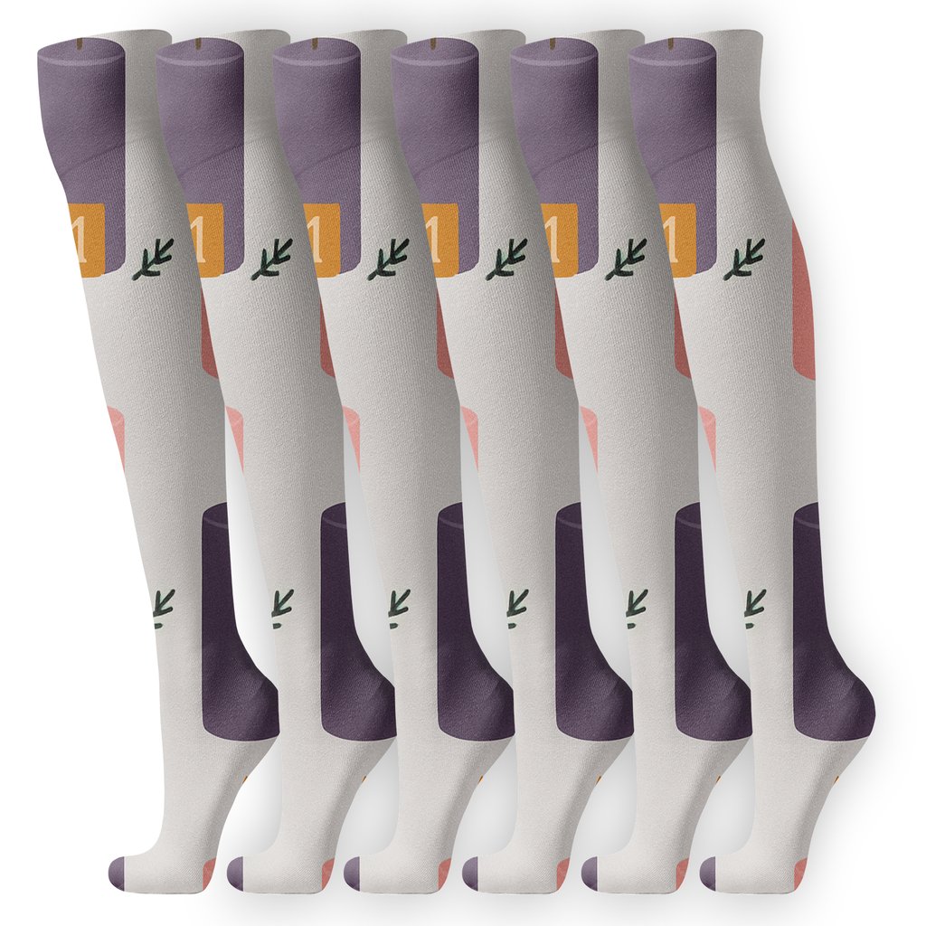 Numbered Pillars Row Pattern Advent Candles Edition designer print knee-high socks