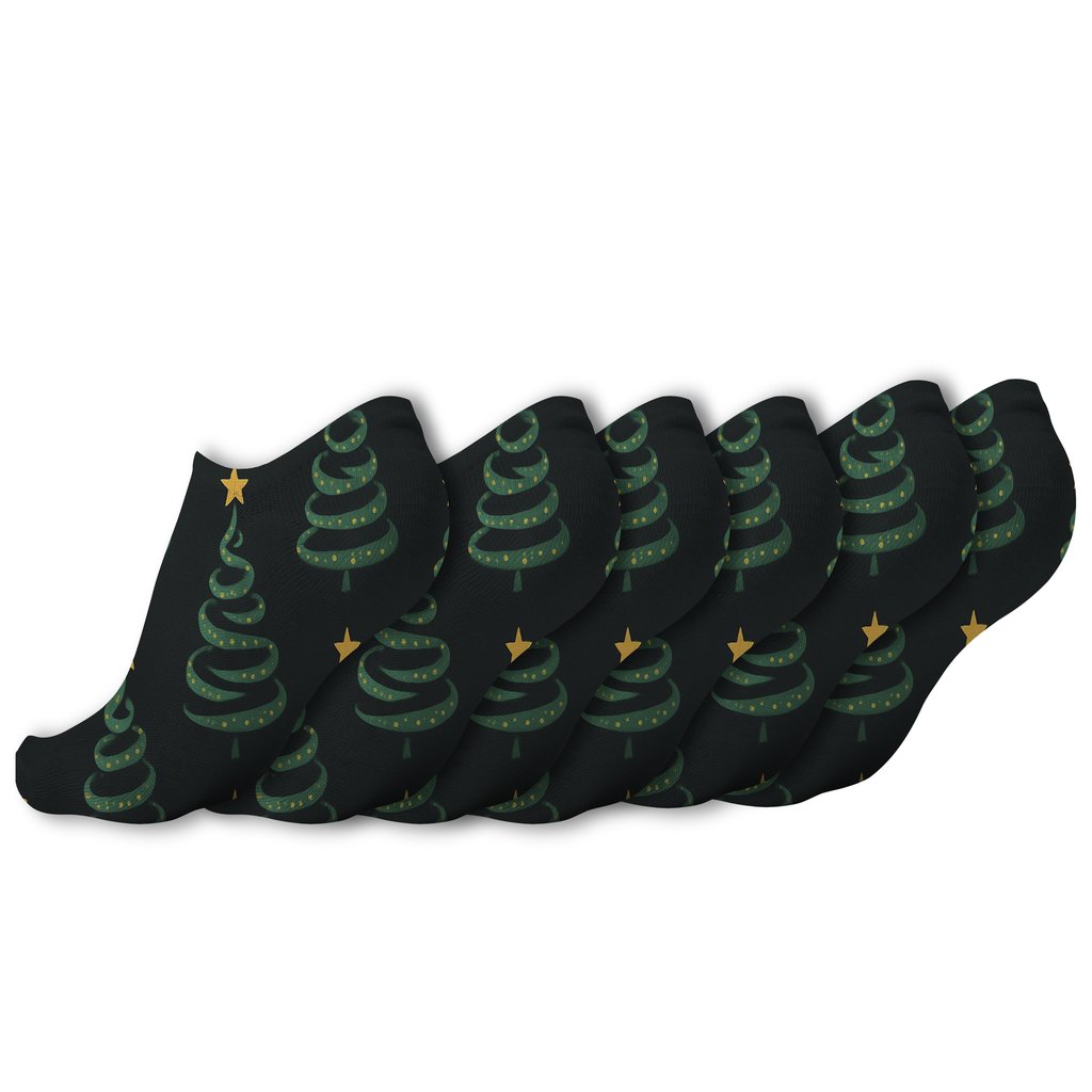 Star Topped Tree Holiday Spiral Field stylish athletic ankle socks
