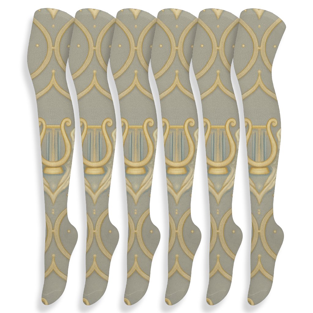 Celestial Harp Scrolls Feathered (Angel Edition) soft everyday over-the-knee socks
