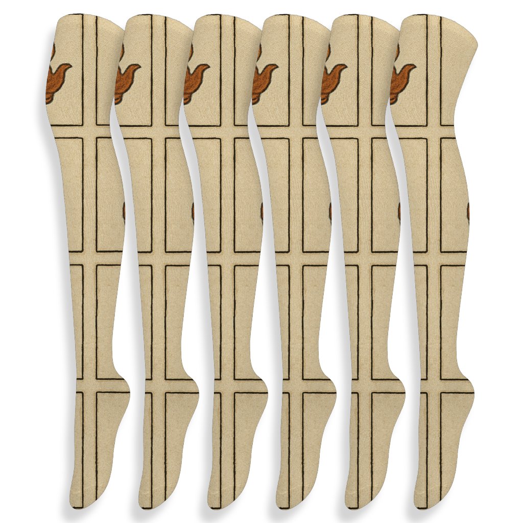 Ember Tile Lattice With Heart Mantel Herb Motifs custom over-the-knee socks