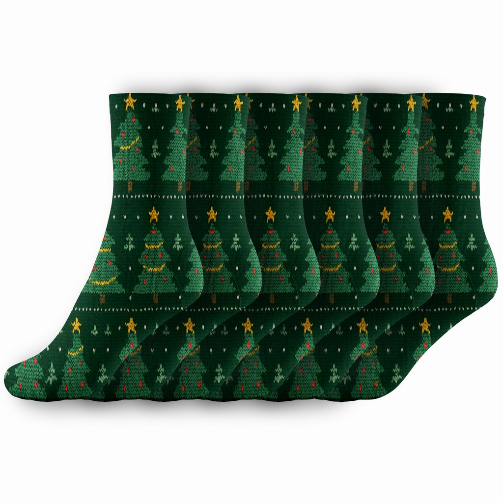 Christmas Tree Knit Forest Band Pattern comfortable cotton crew socks