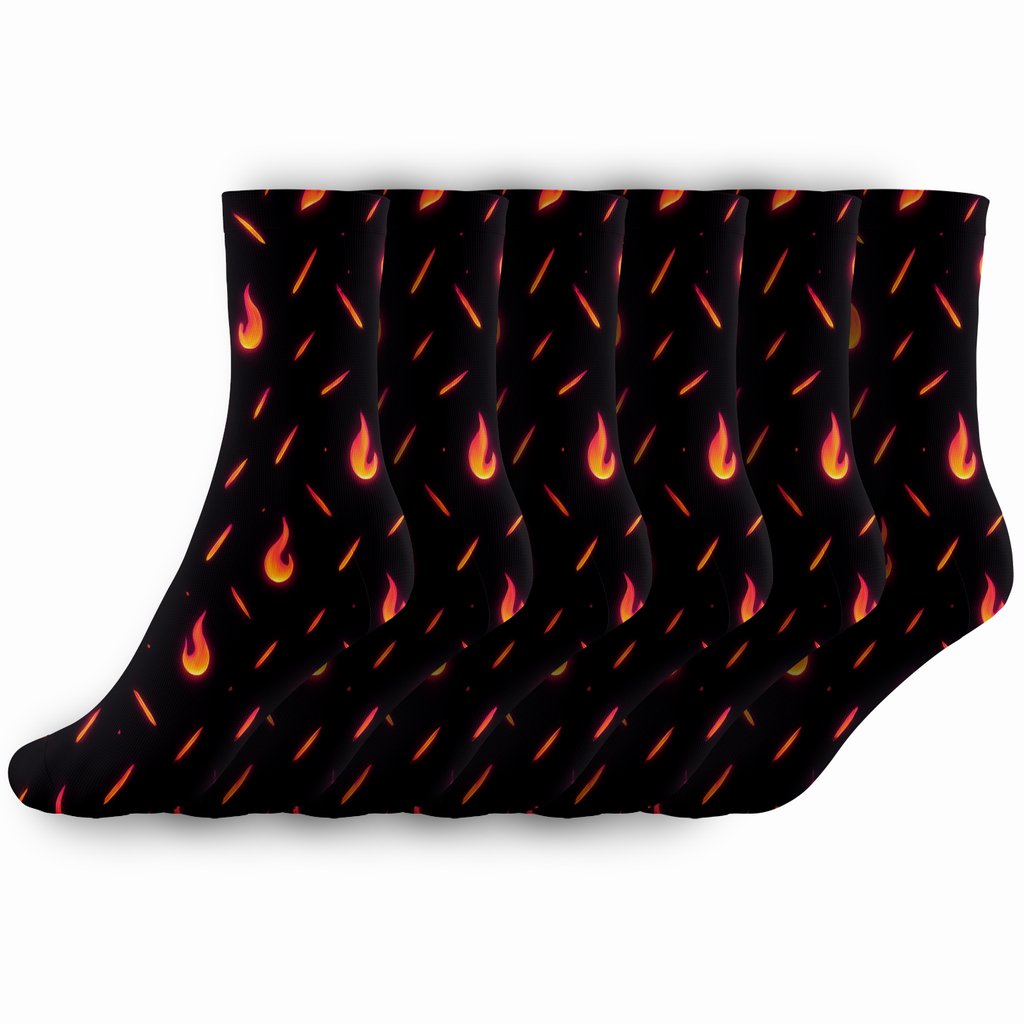Neon Spark Scatter On Night Field designer printed crew socks