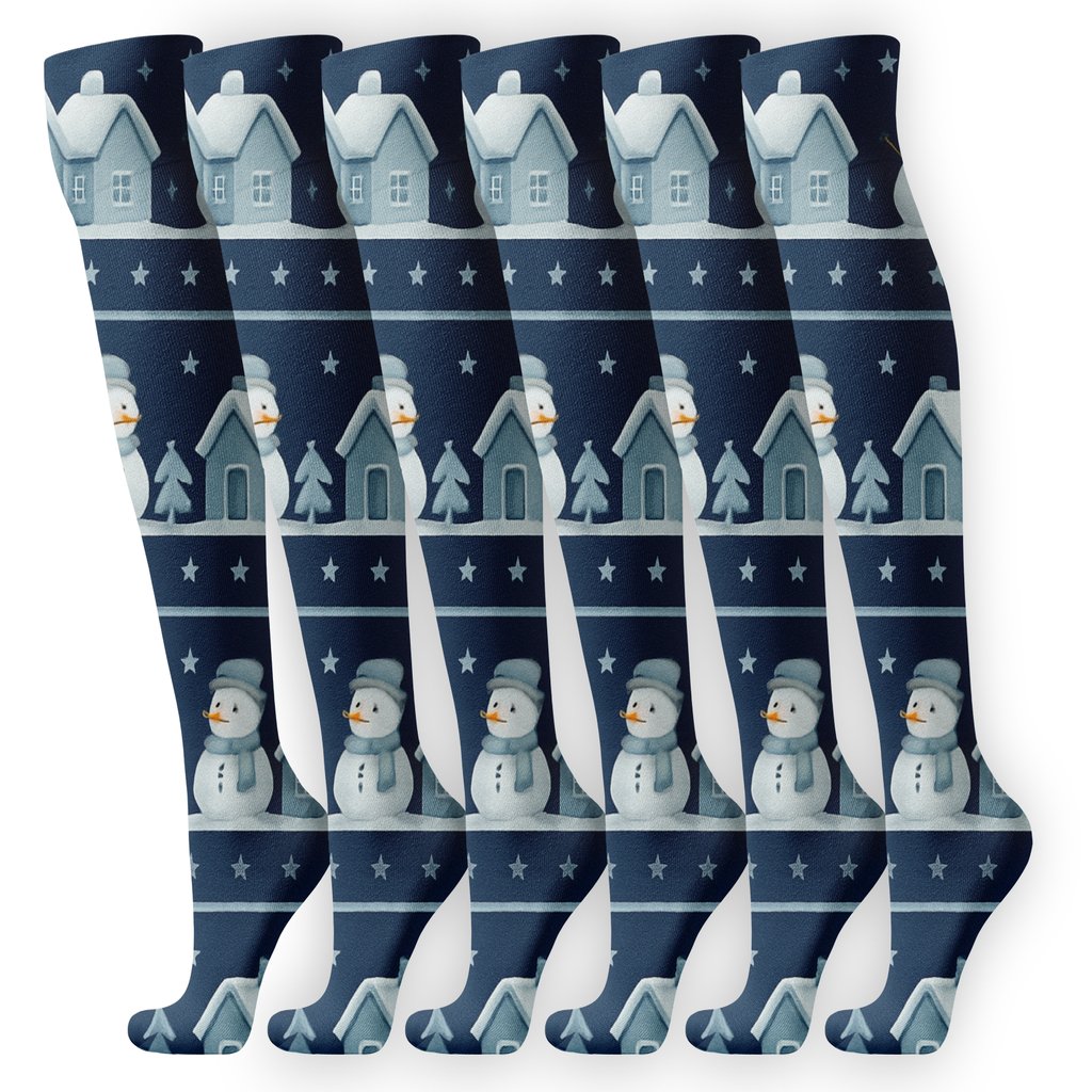 Snowman Village Band Xmas Edition stylish athletic knee-high socks