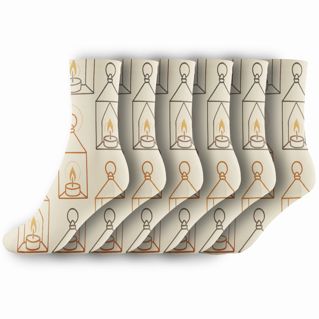 Lantern Row With Floating Candle Flames trendy patterned crew socks
