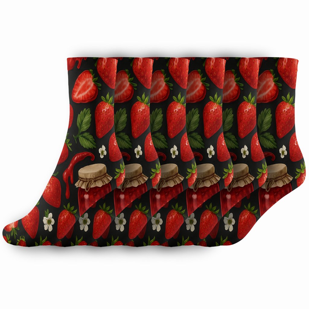 Midnight Strawberry Jam Collage Scatter stylish athletic crew socks