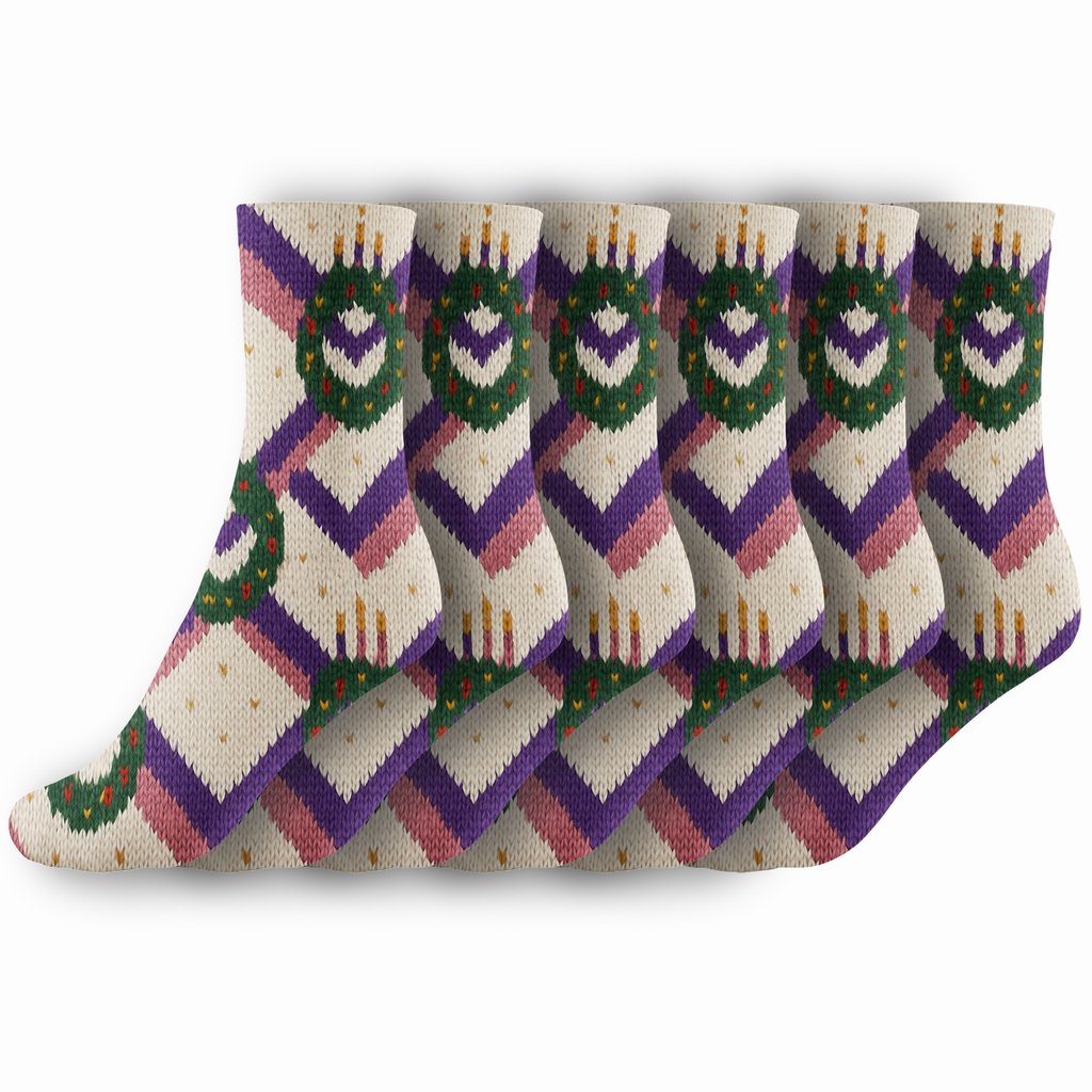 Liturgical Ribbon Chevron In Evergreen Advent Wreath custom crew socks
