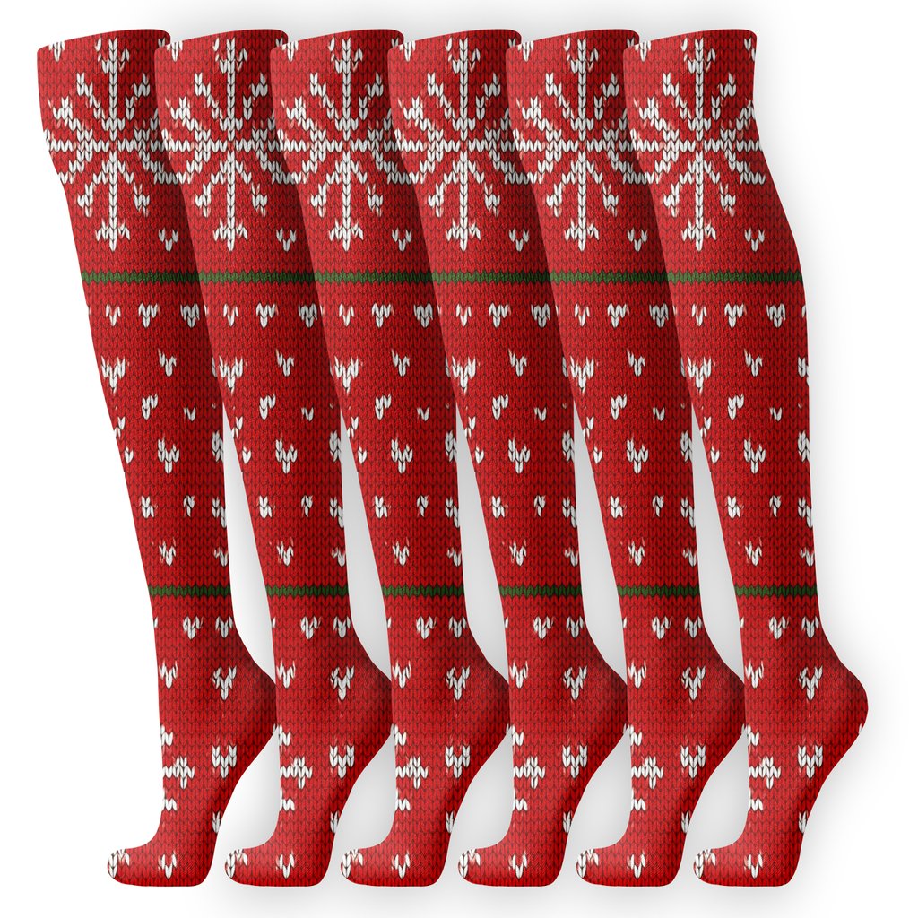 Knitted Snowflake Christmas Faux Stitch stylish athletic knee-high socks