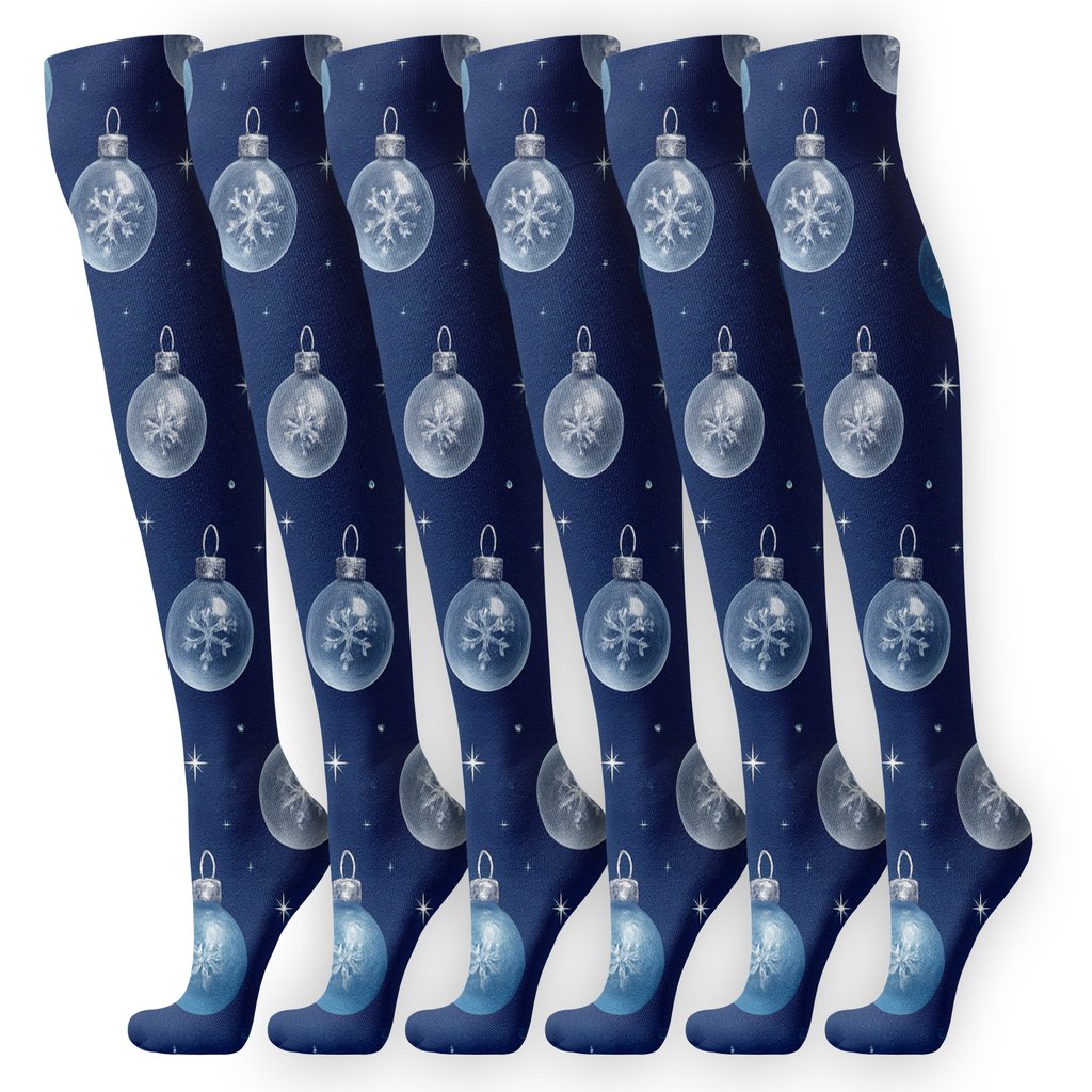 Glistening Ornament Xmas Snowfall Field stylish athletic knee-high socks