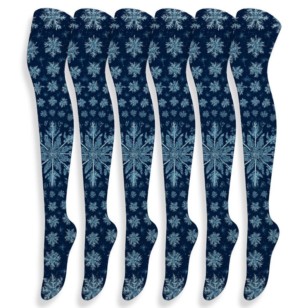 Holiday Snowflake Kaleidoscope Wheel premium cozy over-the-knee socks