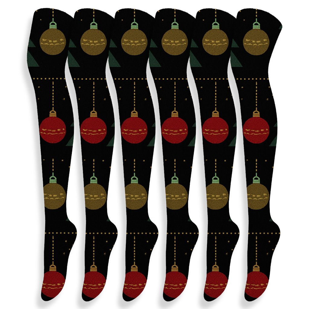 Xmas Tree Bauble Constellation Bands soft everyday over-the-knee socks