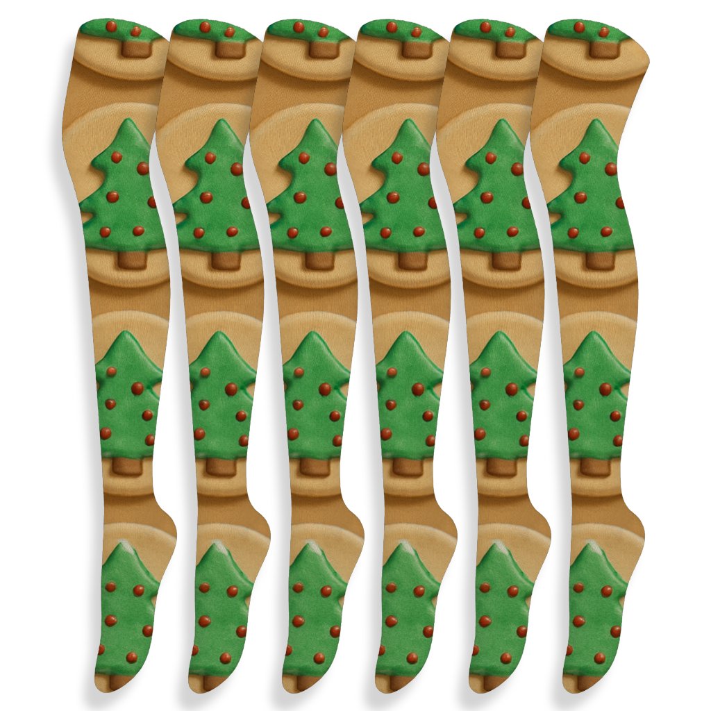 Holiday Cookie Tray Circle Repeat comfortable cotton over-the-knee socks