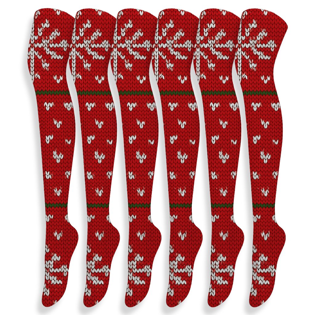 Knitted Snowflake Christmas Faux Stitch personalized over-the-knee socks