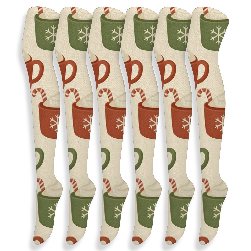 Holiday Cocoa Mug Icon Grid custom over-the-knee socks