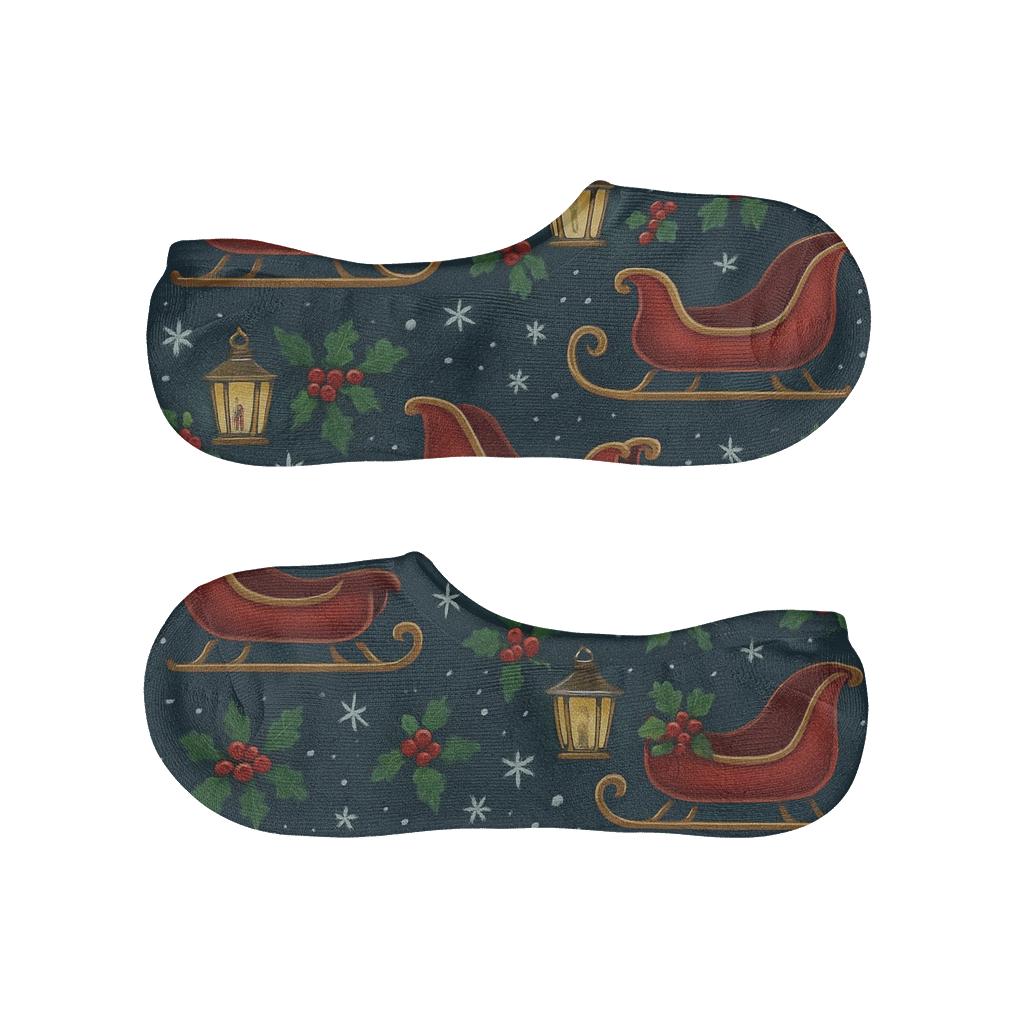 Sleigh Procession Under Lantern Stars custom no-show socks