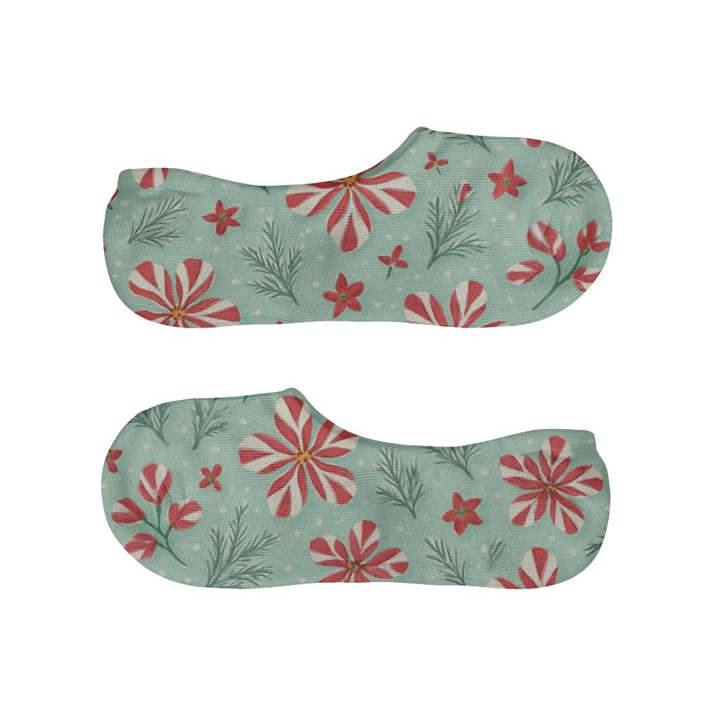 Candy Cane Winter Wildflower Scatter trendy no-show sock styles