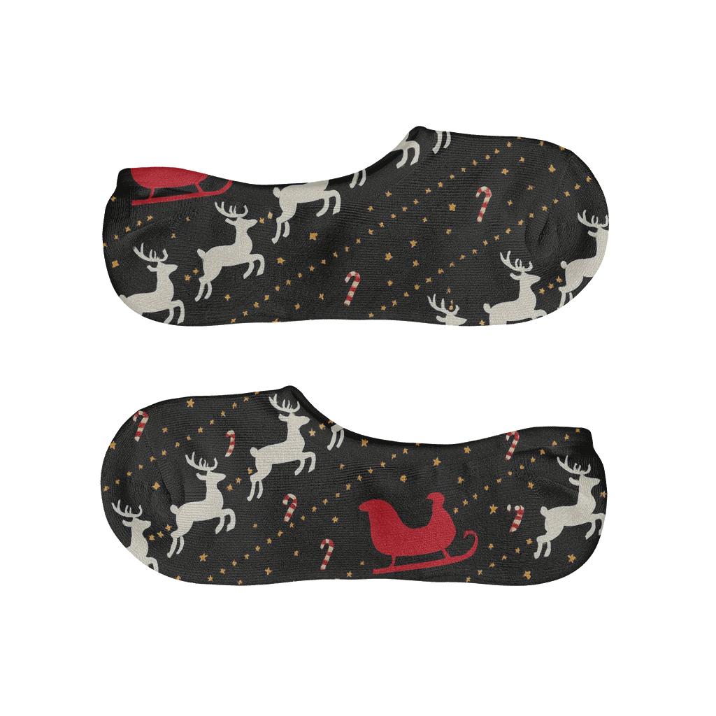Star-Tracked Sleigh Santa-Claus Trail Stripe low cut no-show socks