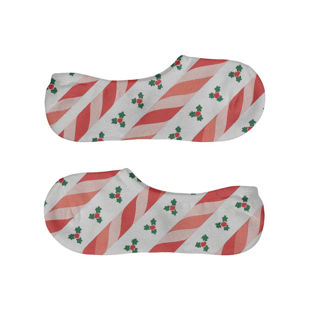 Candy Cane Spiral Bands Holiday Edition soft cotton no-show socks