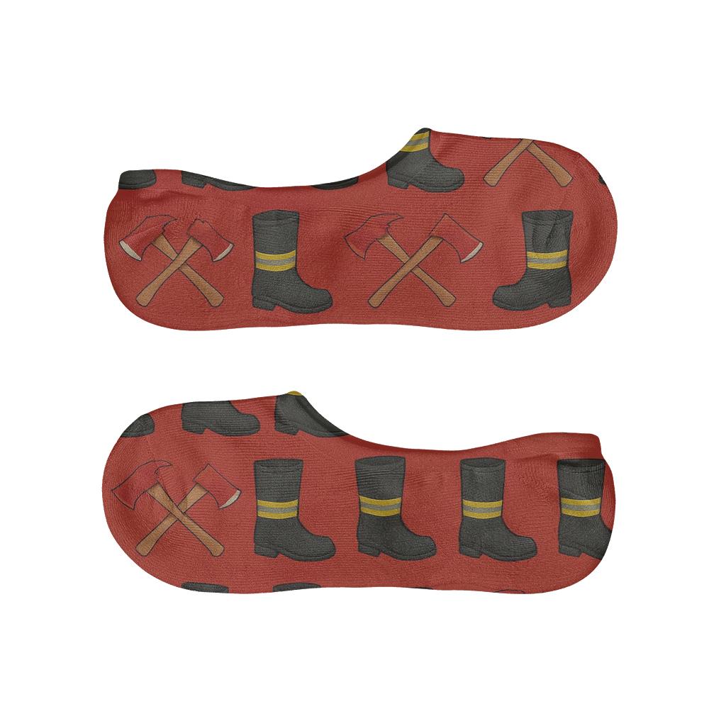 Turnout Boot Rhythm Stripe With Axes Fire Fighter Motif trendy no-show sock styles