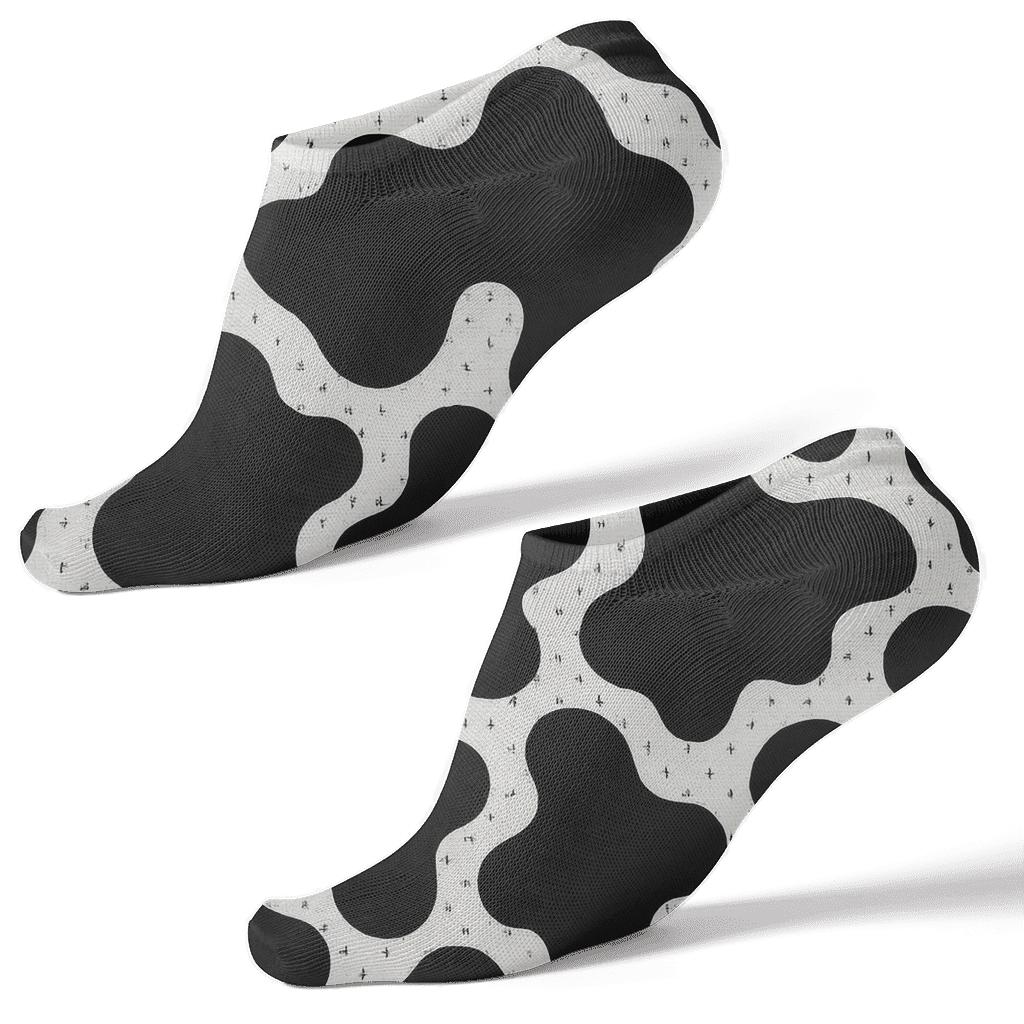 Monochrome Cow Spot Mosaic Bandana personalized ankle socks