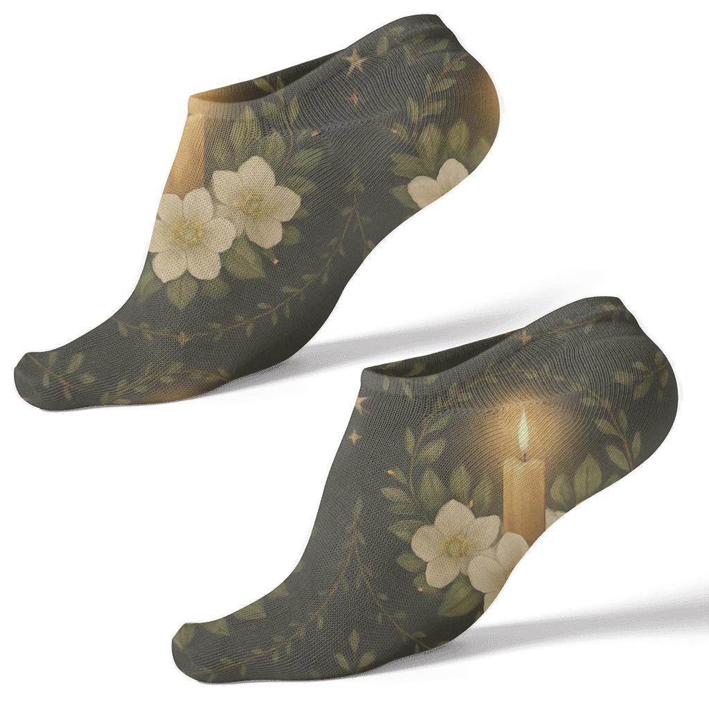 Golden Candlelit Christmas Rose Medallions stylish athletic ankle socks