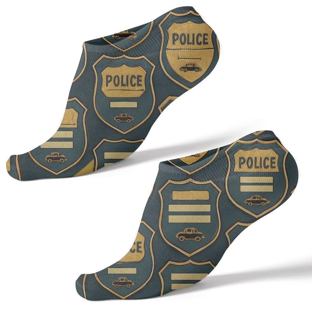 Navy Shield Tessellation Police Officer stylish athletic ankle socks