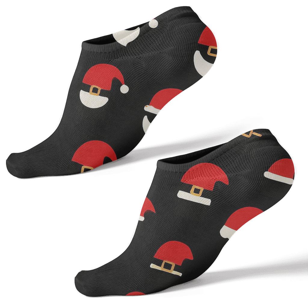 Chimney Entry Santa Silhouette Scatter On Night Black unique graphic ankle socks
