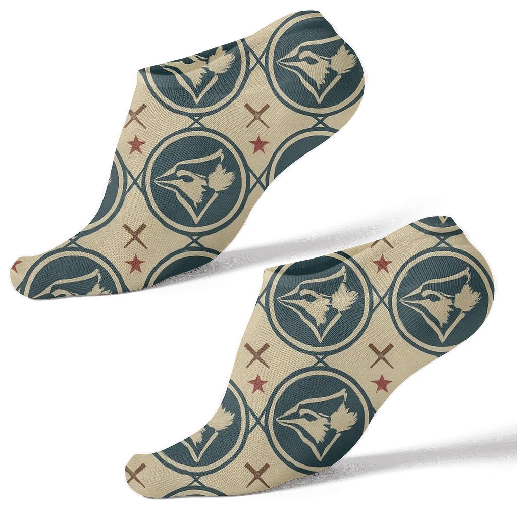 Maple Diamond Medallions Pattern Blue Jays Tribute designer print ankle socks