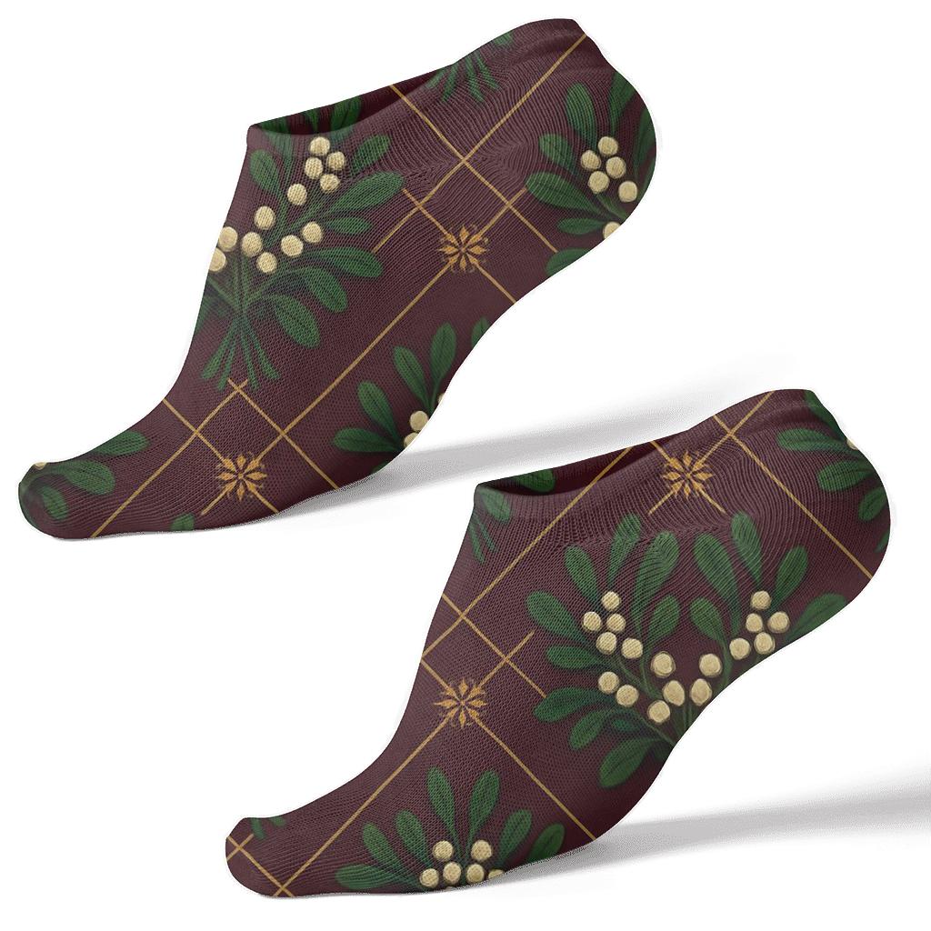 Jewel Tone Mistletoe Bouquet Plaid trendy patterned ankle socks