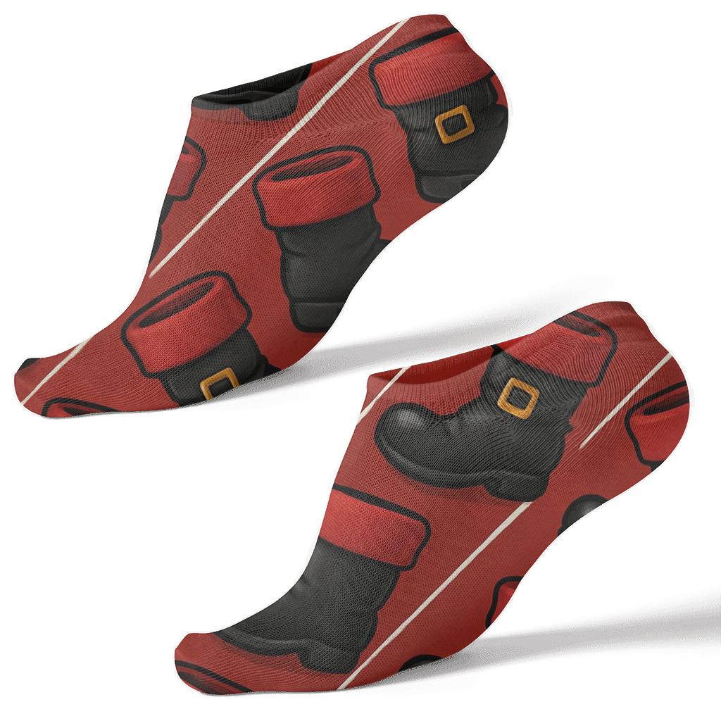 Boot Parade Pattern Santa Edition In Crimson comfortable cotton ankle socks