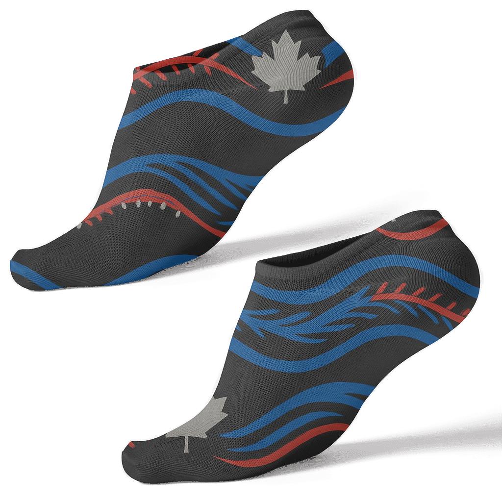 Feathered Seam Waves Pattern Blue Jays Style premium sports ankle socks