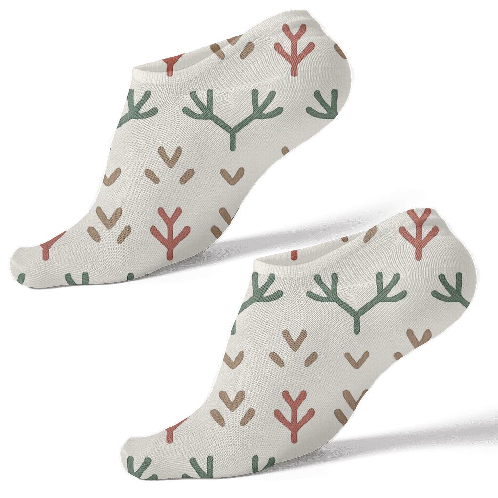 Snowfield Antler Tracks Pattern Reindeer Edition premium sports ankle socks