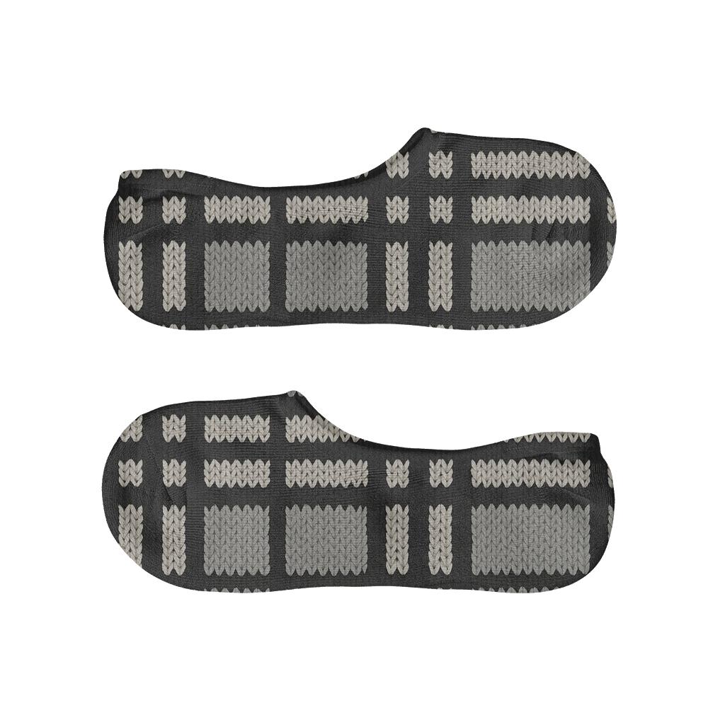 Knitted Illusion Zebra Stripe Plaid soft cotton no-show socks