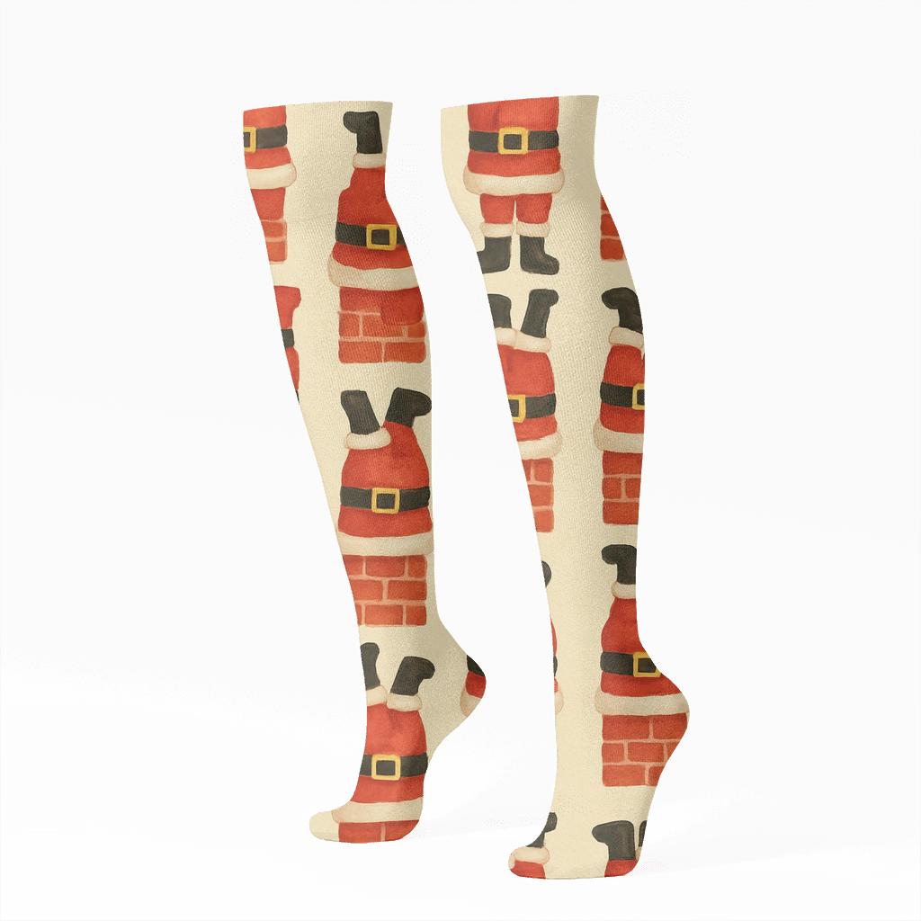 Chimney Tiles In Santa Style soft everyday knee-high socks