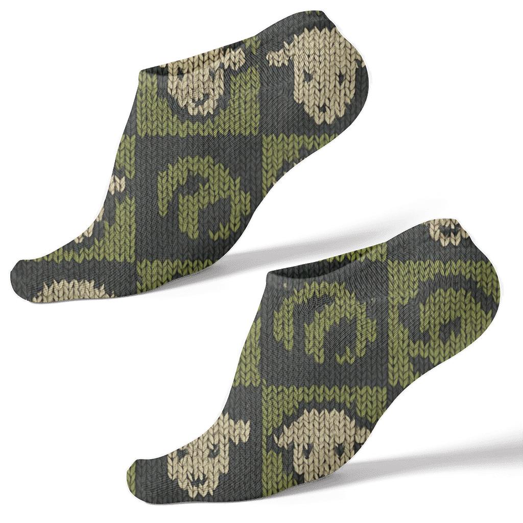Pasture Mosaic In Wool Footprints Sheep trendy patterned ankle socks