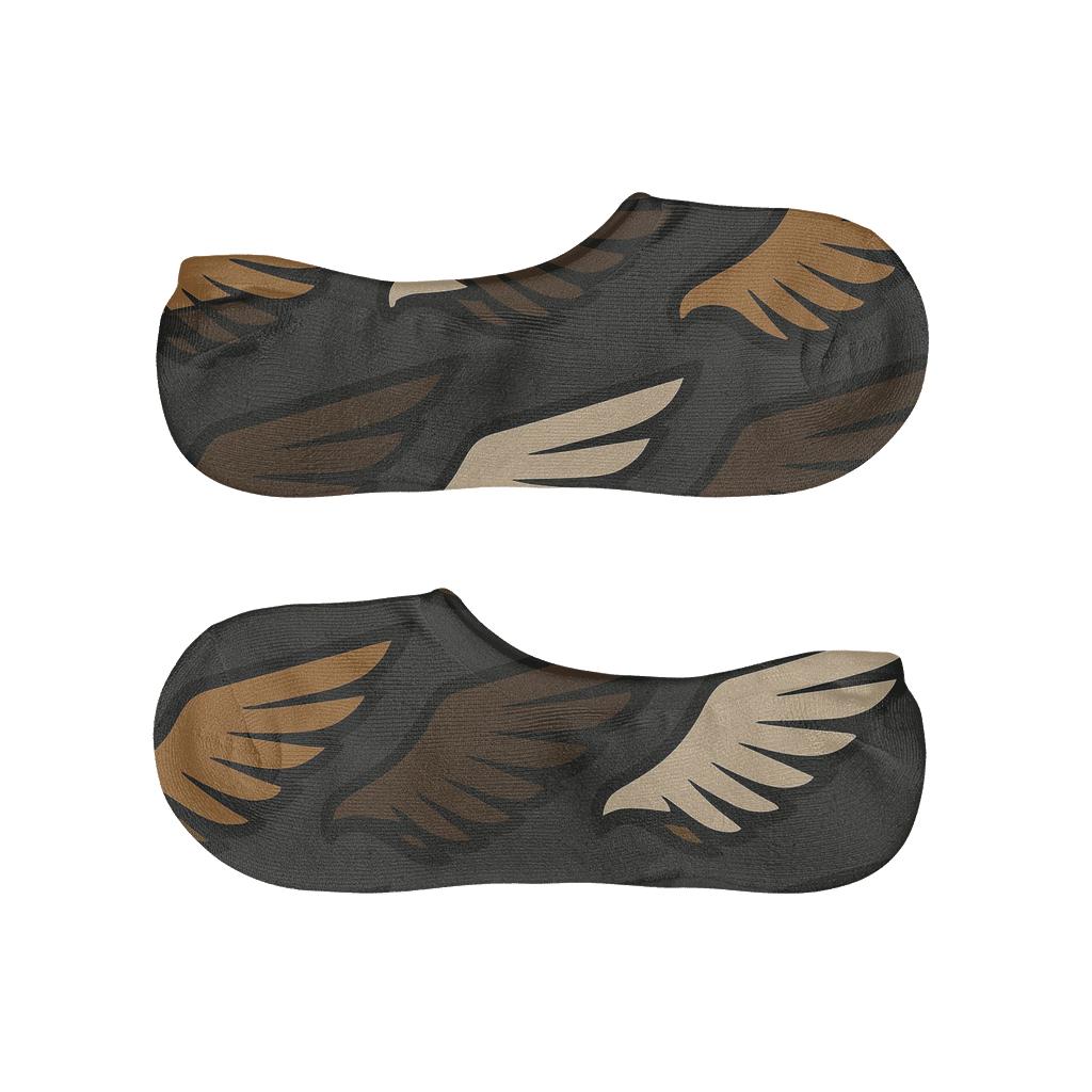Eagle Wing Diagonal Stride On Charcoal designer print no-show socks